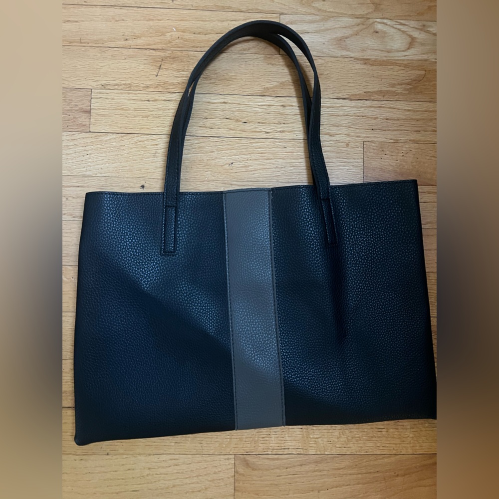 Vince Camino Black and Gray strip tote bag